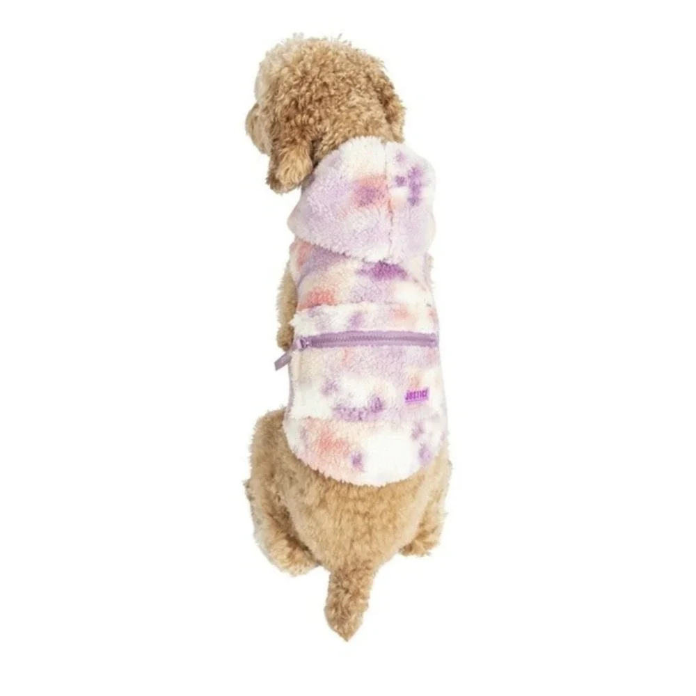 NWT Justice Pet Polyester Sherpa Tie-Dye Dog Hoodie Purple Pink‎ Size S